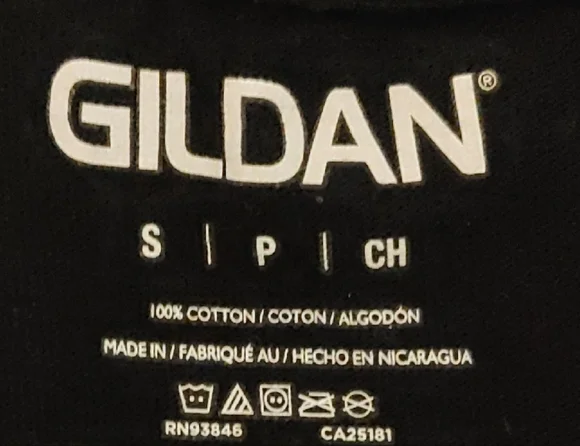 (4/$20) Gildan Men's Black T-Shirt with Colorful Print, Size Small - Picture 4 of 4